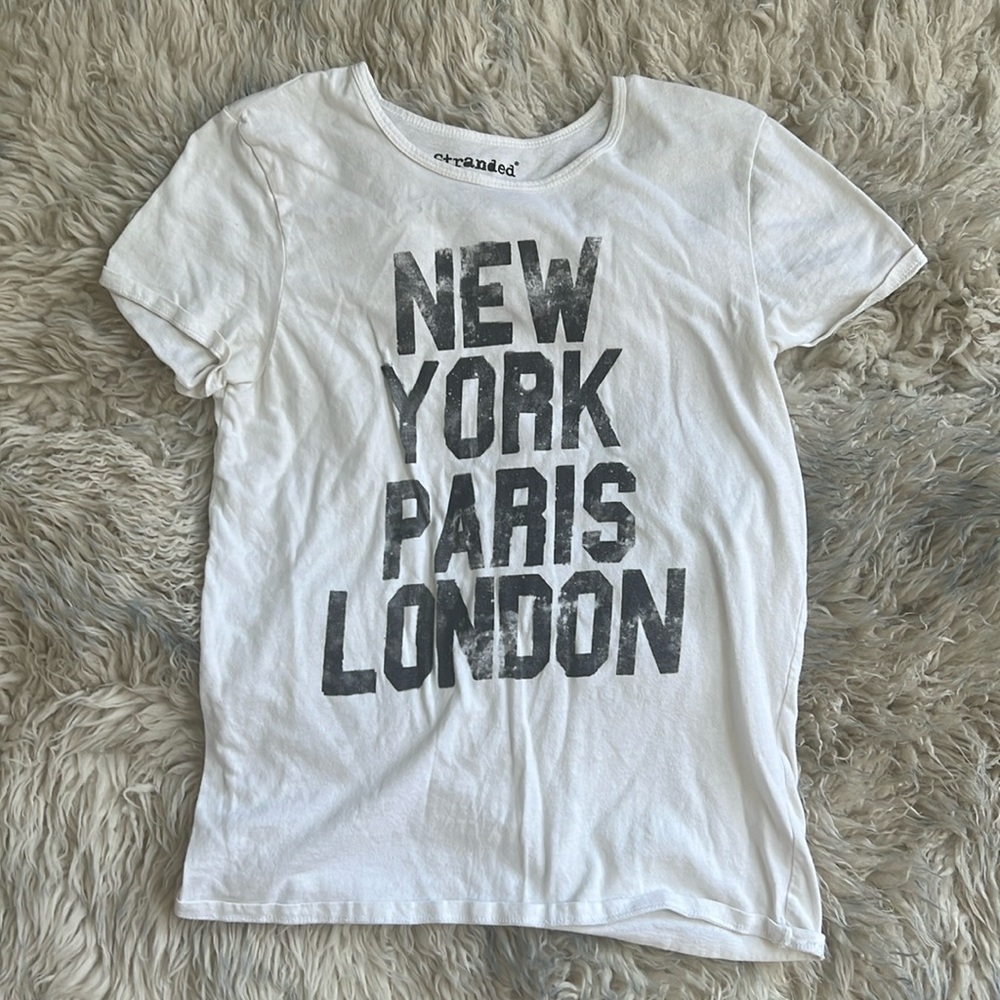 New York Paris London White Graphic T-Shirt